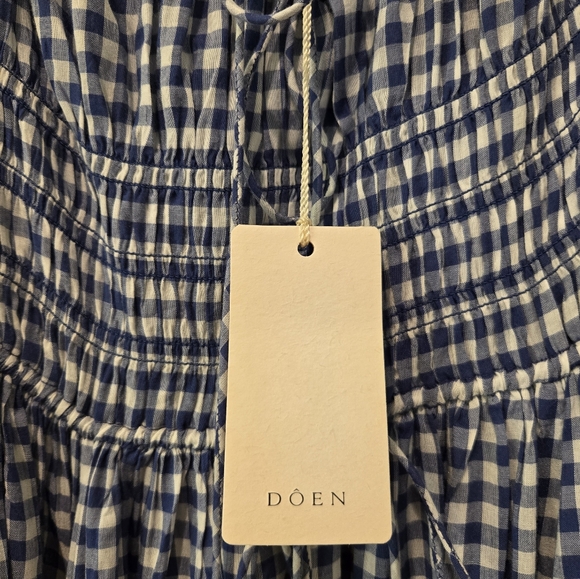 NWT Doen Emmaretta Blue Gingham XS - Picture 6 of 8